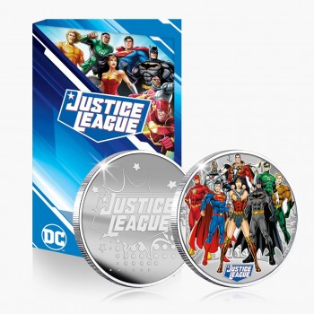 Пам'ятна монета “DC Comics - Ліга Справедливості”. Офіційна монета з альбомом та вкрита сріблом 999 проби (50020)