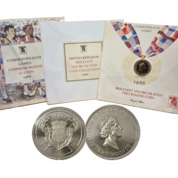 2 фунти, Великобританія, 1986 – “Ігри Співдружності”. Пам’ятна монета з автографами спортсменів на обкладинці (50040)
