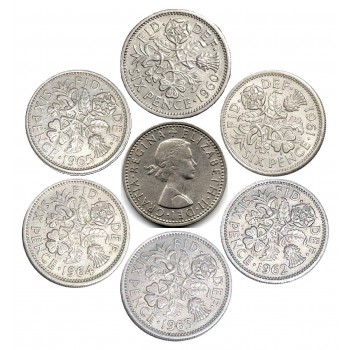 6 пенсів, Великобританія, 1960-1965. Колекційний набір з 6 монет (50042)