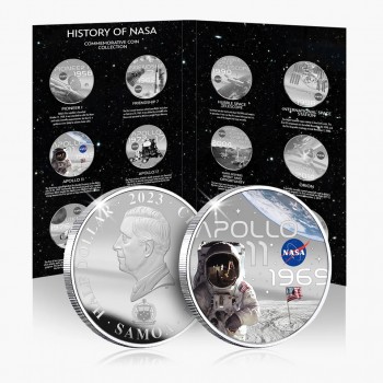 Півдолара, Самоа, 2023 – “Аполлон-11” - Офіційна історія NASA. Монета вкрита сріблом 999 проби. Законний платіжний засіб (50076)