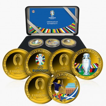 Офіційний набір монет  збірної Шотландії з футболу ЄВРО-2024 покритих золотом 999 проби. З сертифікатом автентичності (50156)