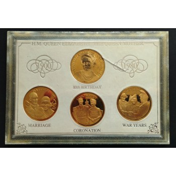 Набір з 4 пам'ятних монет "80-річчя королеви-матері", 1980 (50243)