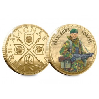 Пам'ятна монета "Фолклендські сили — Королівська морська піхота". Позолота 24 карати (50284)
