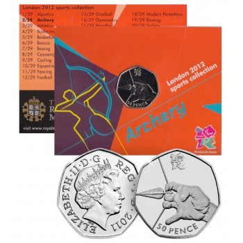 50 пенсів, Великобританія, 2011. Олімпійські ігри - Стрільба з лука (2/29). Законний платіжний засіб (50367)