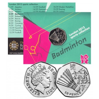 50 пенсів, Велика Британія, 2011. Олімпійські ігри - Бадмінтон (29 квітня). Законний платіжний засіб (50369)