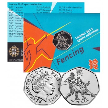 50 пенсів, Великобританія, 2011. Олімпійські ігри - Фехтування (11/29). Законний платіжний засіб (50372)