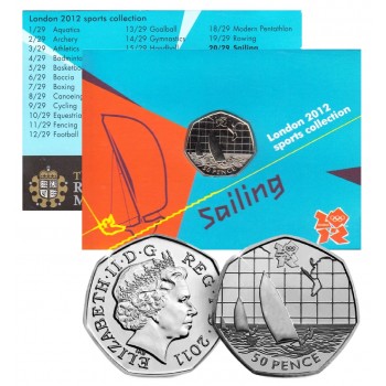 50 пенсів, Великобританія, 2011. Олімпійські ігри - Вітрильний спорт (20/29). Законний платіжний засіб (50376)