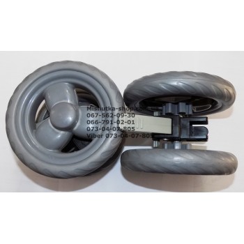 Колесо заднє в зборі до коляски Geoby D208, D205, SD209, D388, D204 та інші (темн. сірий-сірий) (145*7) (28849)