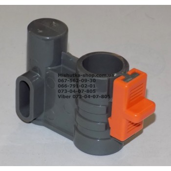 Осьовий блок переднього колеса + фіксатор у зборі до коляски Geoby D222, D205, D208, D209 (темно-сірий-оранжевий) (29067)