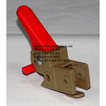 Осьовий блок заднього колеса + гальмівна педаль до коляски Geoby D208, D205, D209, D388, D222 (коричневий корпус - червона педаль) (d=16мм, 16*16мм) (29150)